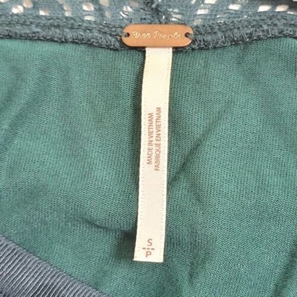 Free People Slinky Swing Dress Small Make it Count Trapeze Jade Green Sheer Lace - Picture 4 of 13